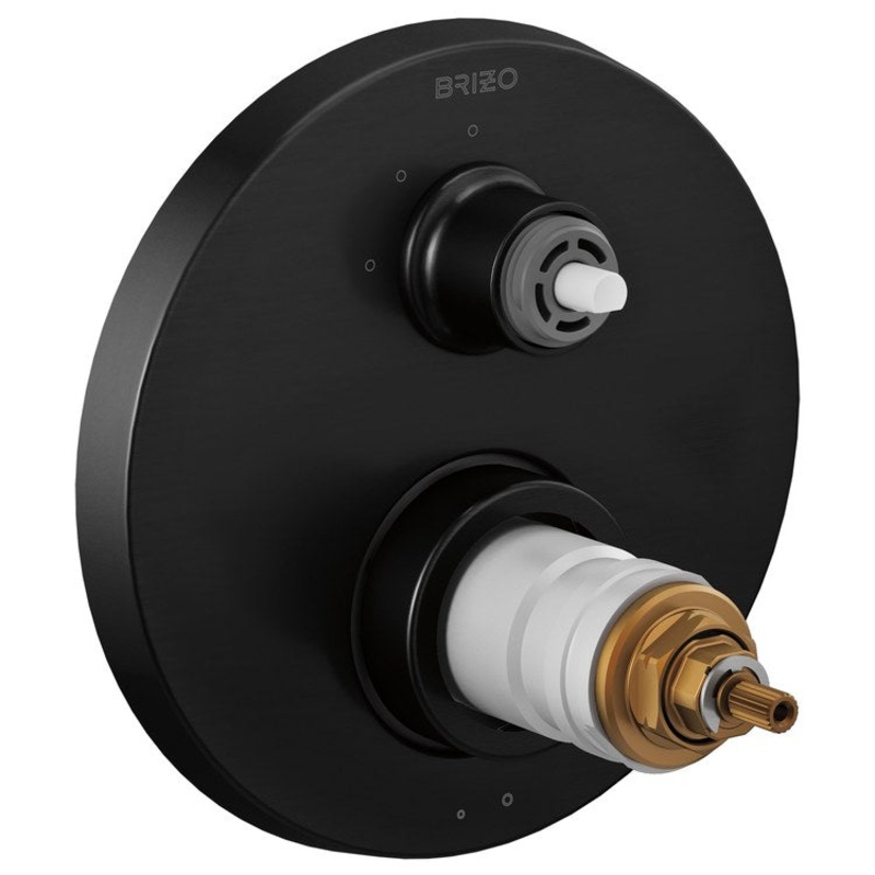 Thermostatic Trim Litze TempAssure with 3 Function Diverter Less Handle Matte Black 6-1/2 Inch ADA