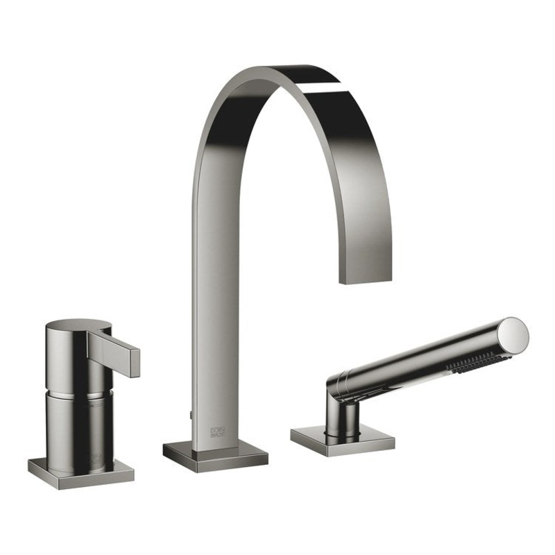 Tub Filler MEM Mixer for Deck Mount with Handshower 1 Lever Dark Chrome