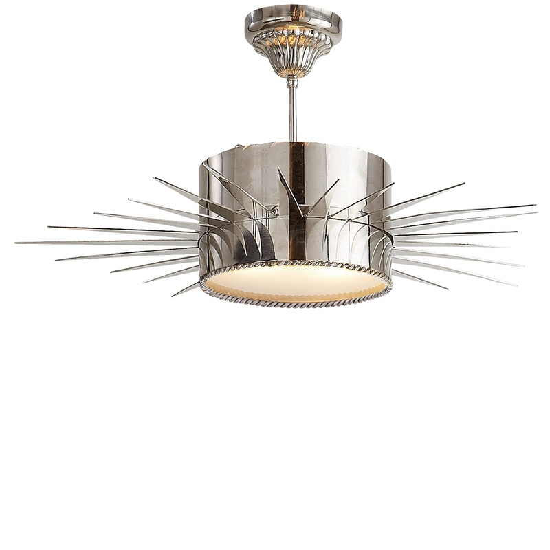 Two Light Semi Flush Mount from the Soleil Collection in Polished Nickel Finish by Visual Comfort Signature