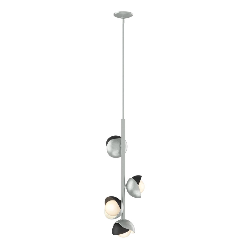 Brooklyn 4-Light Double Shade Vertical Pendant Vintage Platinum Black