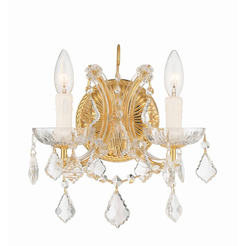 Crystorama 4472-GD-CL-SAQ Maria Theresa Two Light Wall Sconce Gold
