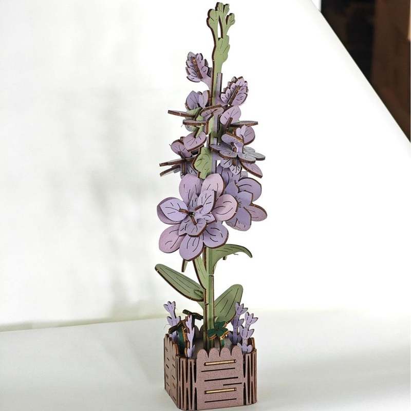 DIY 3D Wooden Violet Flower Puzzle – 60-Piece Kids’ Craft Kit