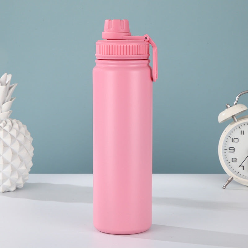 Pink Portable Travel Thermos Bottle – Leakproof Stainless Steel Flask with Carry Handle (18oz – 540ml)