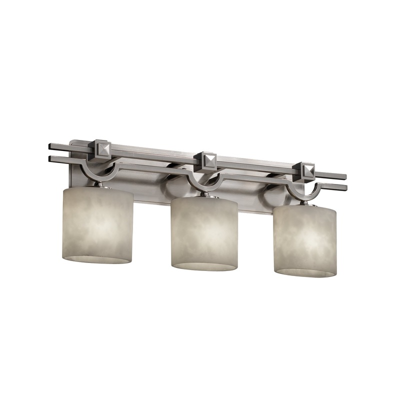 Three Light Bath Bar from the Clouds Collection in Brushed Nickel Finish by Justice Designs