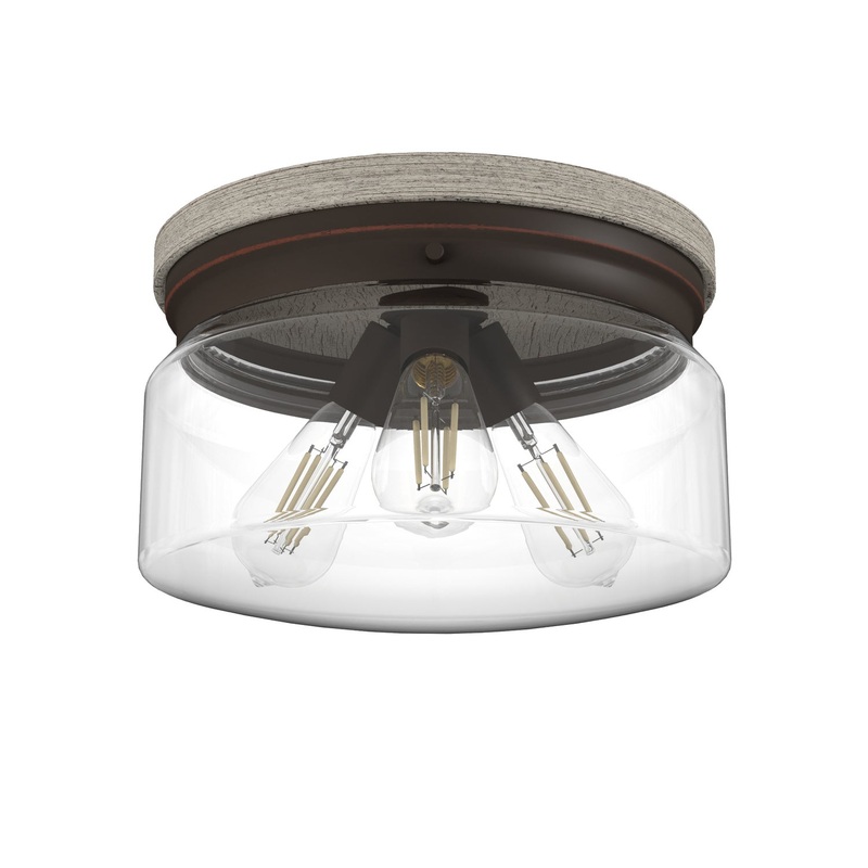 Three Light Flush Mount from the Devon Park Collection in Onyx Bengal Finish by Hunter