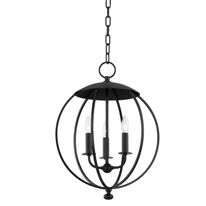 Three Light Pendant from the Wesley Collection in Aged Iron Finish by Hudson Valley