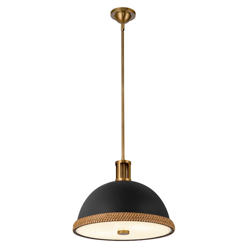 Two Light Pendant from the Doral Collection in Matte Black/Vintage Brass Finish by Alora