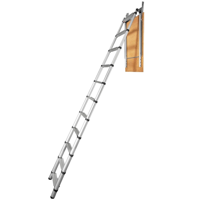 VEVOR Attic Ladder Telescoping, 158.76kg Capacity, 100cm x 59.94cm,Multi-Purpose Aluminium Extension, Lightweight and Portable,Fits298.7cm-320.04cmCeilingHeights,Convenient Access to Your Attic Standa