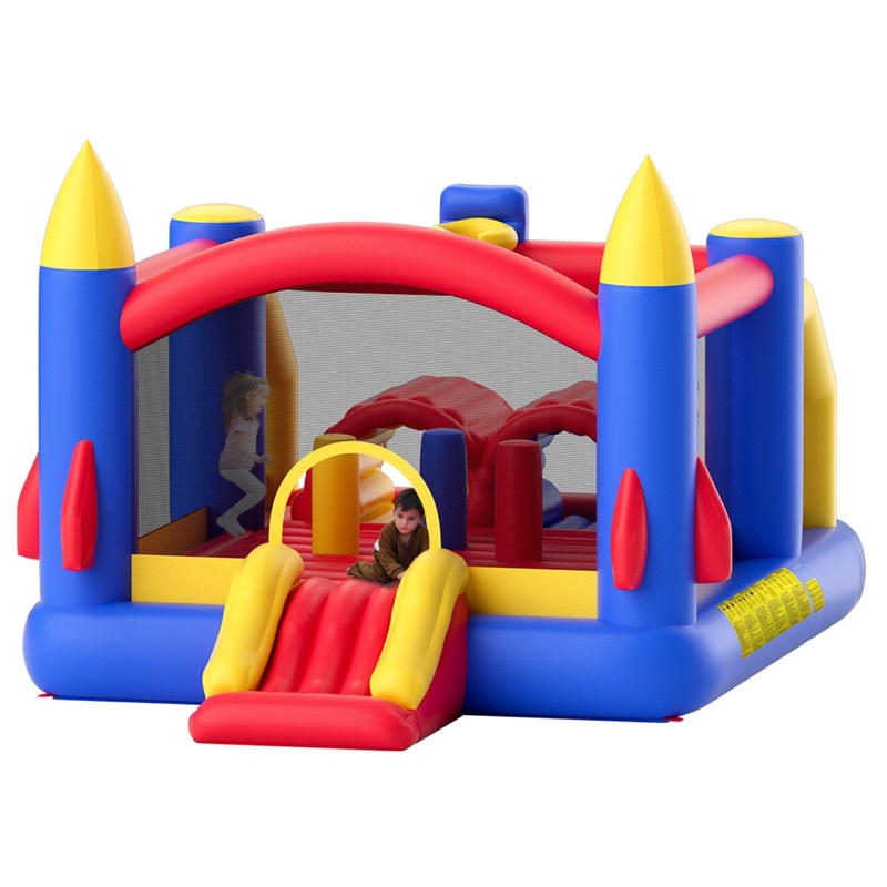 VEVOR Inflatable Bounce House, Outdoor High Quality Playhouse Trampoline, Jumping Bouncer with Blower, Slide, and Storage Bag, Family Backyard Bouncy Castle, for Kid Ages 3_8 Years, 4.0×2.4×2.4m