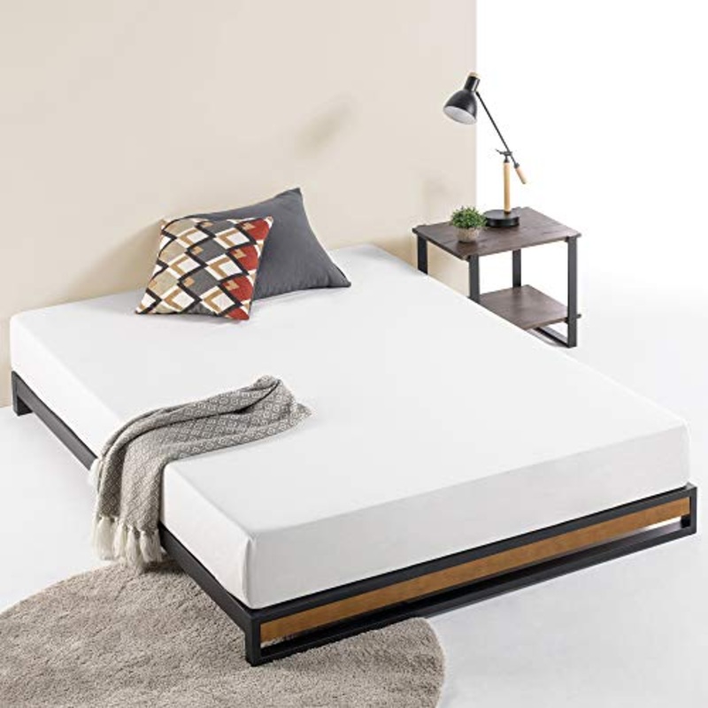 ZINUS Telaio da letto Suzanne 15 cm in metallo e legno | Supporto per doghe in legno | Facile da montare | 140 x 190 cm| Castagna