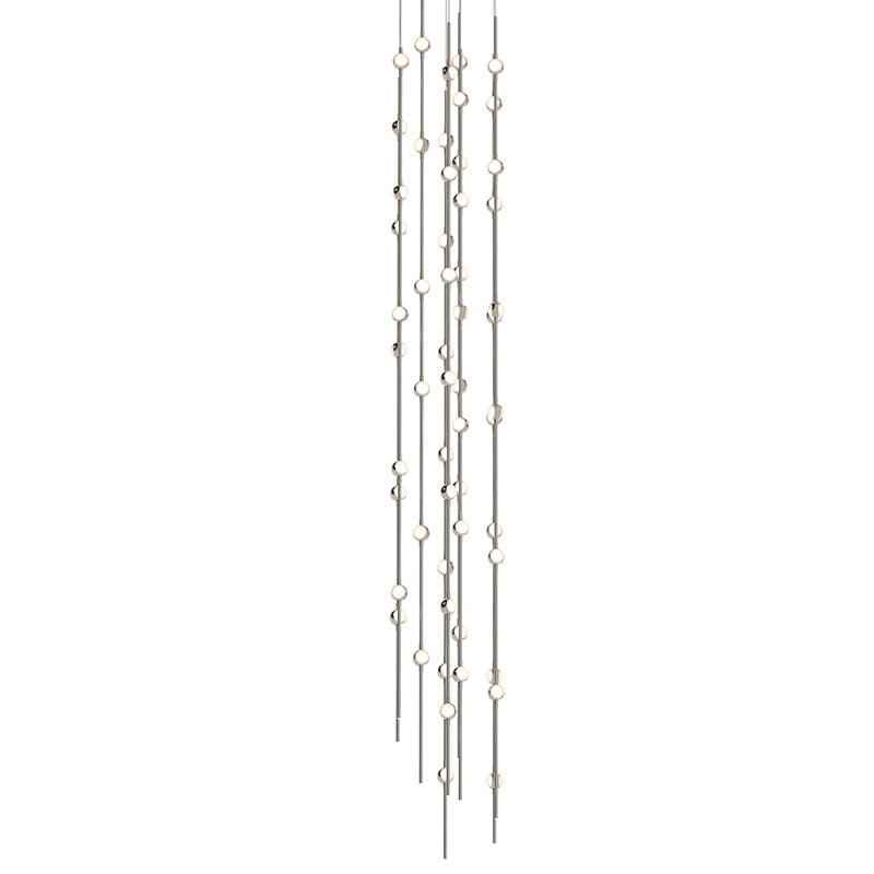 Constellation Andromeda Tall 12″ Round LED Pendant Satin Nickel with White Optical Acrylic 3000K 10′ Adjustable Cord
