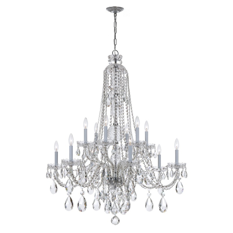 Crystorama 1114-CH-CL-MWP Traditional Crystal 12 Light Chandelier Polished Chrome