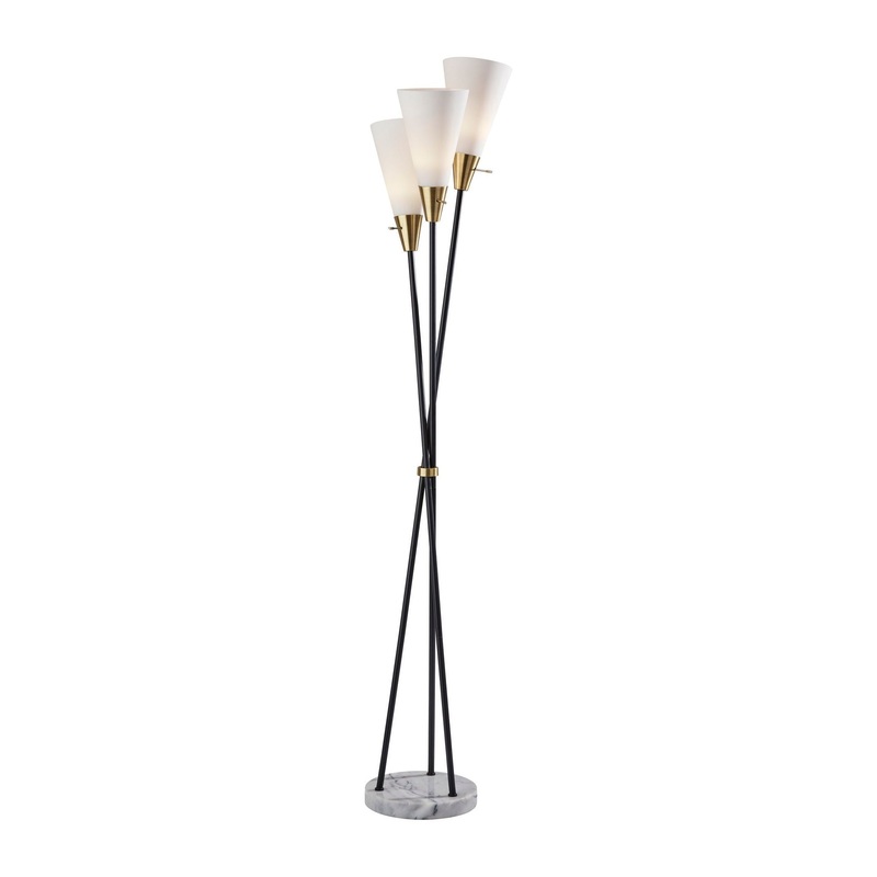 Dixon 3-Light Torchiere Black with Antique Brass Accents