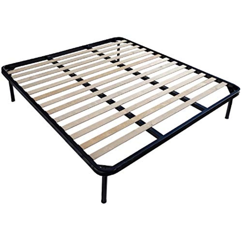 DOLCI SOGNI Rete Matrimoniale 140×200, Doghe Letto Matrimoniale Francese, Doppia Barra di Rinforzo, 4 Piedi Avvitabili, Struttura Letto Matrimoniale 140×200 Interamente in Ferro, 100% Made in Italy