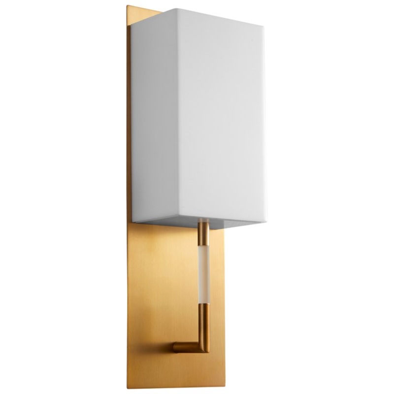 Epoch Single-Light Wall Sconce with Acrylic Shade – Aged Brass