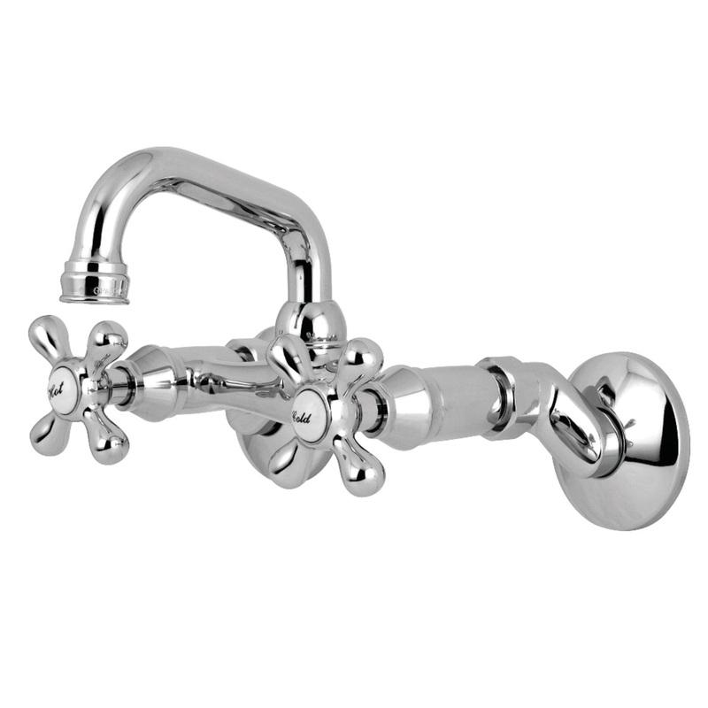 Kingston Brass KS212C Two-Handle Wall Mount Bar Faucet, Polished Chrome