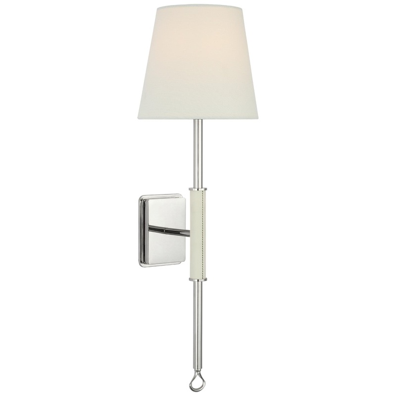LED Wall Sconce from the Griffin Collection in Polished Nickel And Parchment Leather Finish by Visual Comfort Signature
