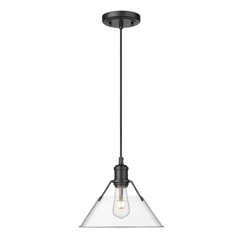 One Light Pendant from the Orwell Collection in Matte Black Finish by Golden