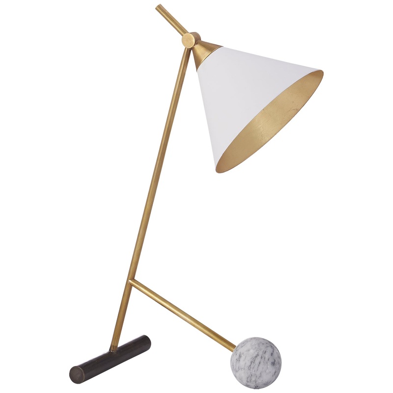 One Light Table Lamp from the Cleo Collection in Bronze With Antique-Burnished Brass Finish by Visual Comfort Signature