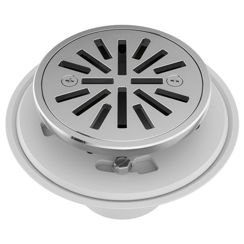 Shower Drain Tile-In Round 4 Inch Chrome PVC/Brass