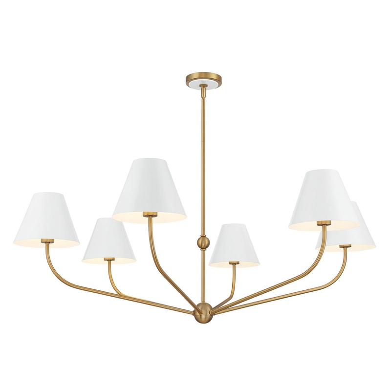 Six Light Chandelier from the Xavier Collection in Vibrant Gold/White Finish by Crystorama