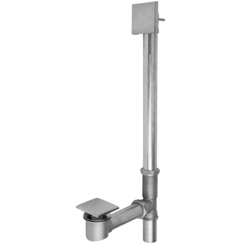 Tub Drain Bottom Outlet Standard Toe Control with Faceplate Square Waste Polished Nickel Brass 20 Inch