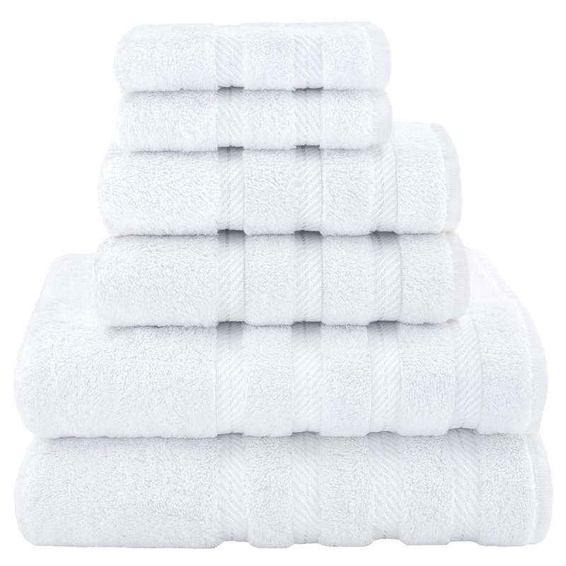 White Luxury 6-Piece Combed Cotton Towel Bale Set – Ultra Soft & Absorbent Bath, Hand, Face Towels