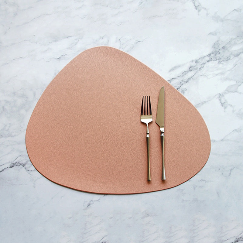 4 Pcs Pink Nordic-Style PVC Leather Placemats Set of 4 – Waterproof, Heat-Resistant, and Oil-Proof Triangular Table Mats