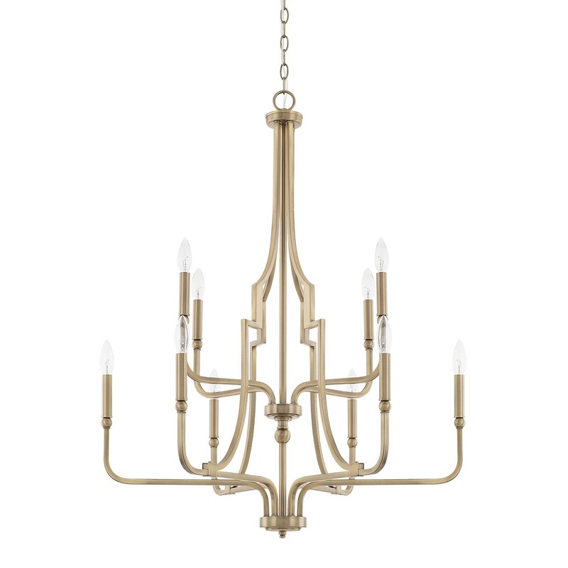 Capital Lighting 419391AD Dawson 10 Light Chandelier Aged Brass