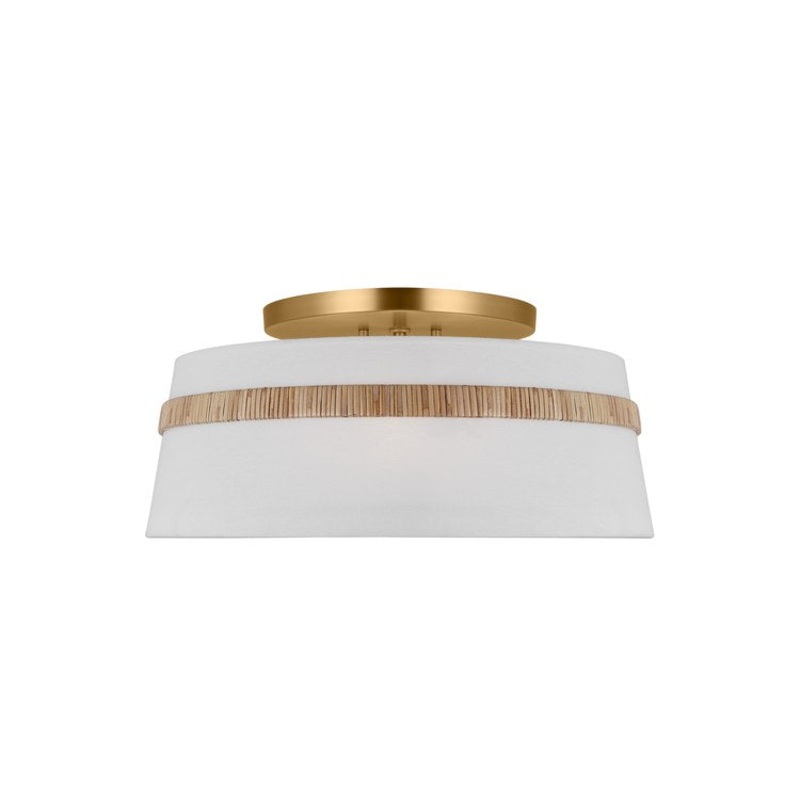 Ceiling Light Cordtlandt Semi-Flushmount Large 3 Lamp Rattan White Linen