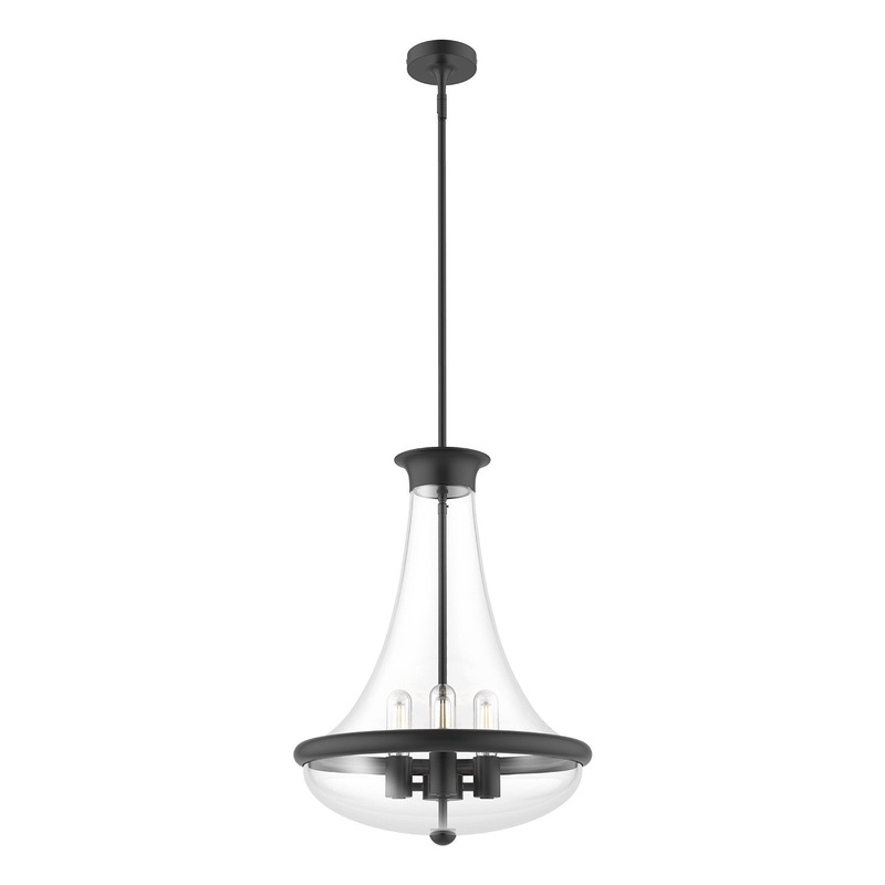 Four Light Pendant from the Marcel Collection in Aged Gold|Chrome|Matte Black Finish by Alora