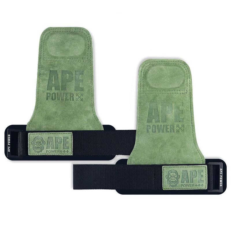 Heavy Duty Weightlifting Grips – Anti-Slip Cowhide Palm Protectors with Neoprene Wrist Support & Adjustable Straps(green)