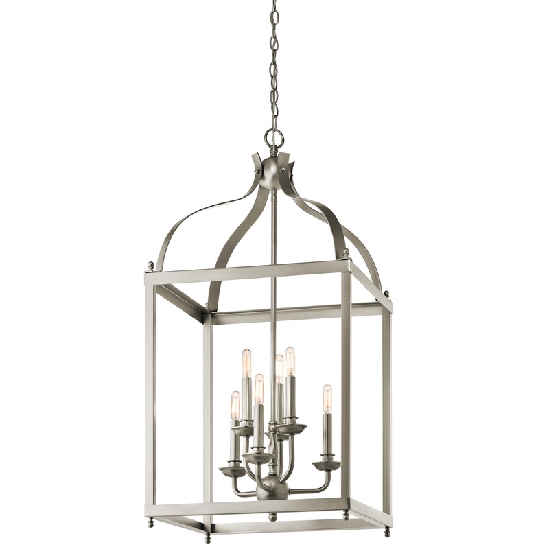 Kichler 42568NI Six Light Foyer Chandelier, Brushed Nickel