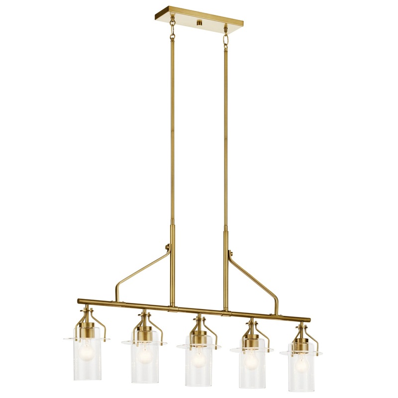 Kichler 52379NBR Five Light Linear Chandelier, Brushed Brass
