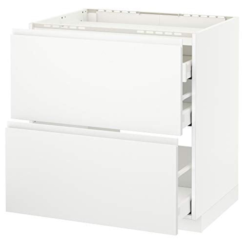 MAXIMERA/METOD base cabina f piano cottura/2 frontali/3 cassetti 80×62.1×88 cm bianco/Voxtorp bianco opaco