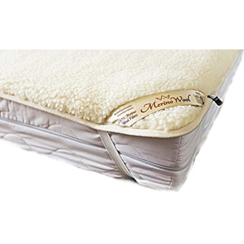 Merino Wool Bedding Vendita Coprimaterasso in Lana Merino Una Piazza e Mezza Coprimaterasso 120 x 190 cm con Elastici agli Angoli Woolmark Mattress Topper Pad 120 x 190 cm