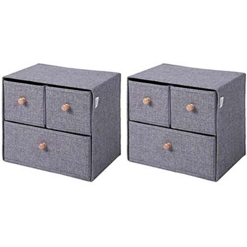 MU – Cassettiera portaoggetti in tessuto, grande, 2 pezzi, per camera da letto, corridoio e camera dei bambini, grigio