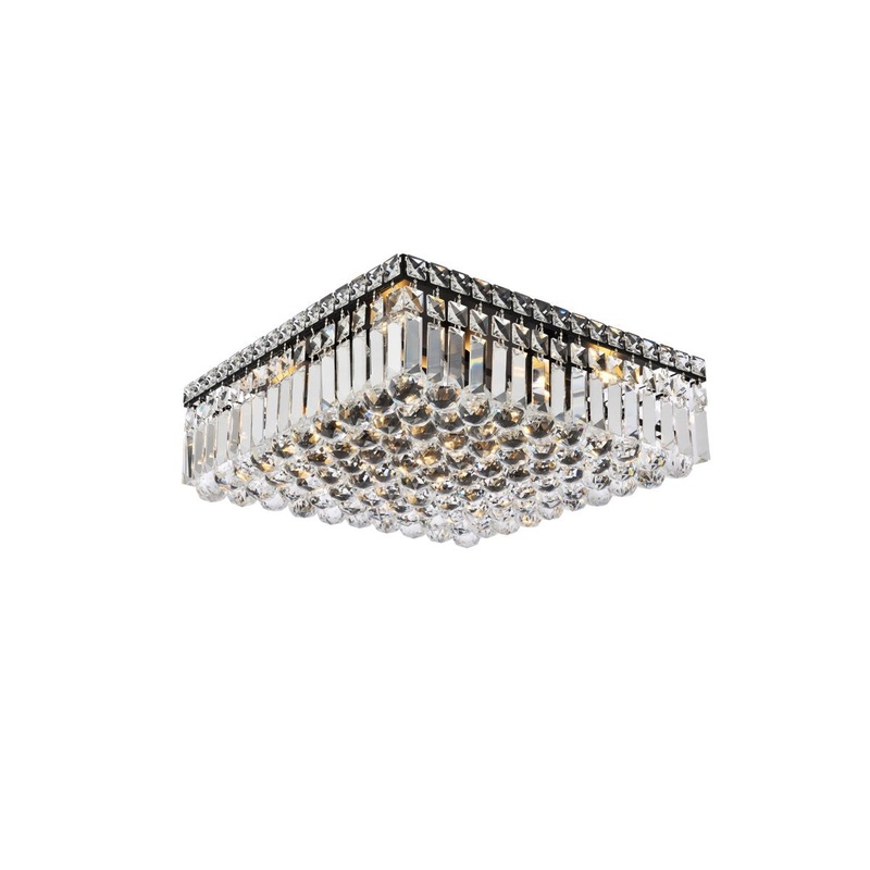 Six Light Flush Mount from the Maxime Collection in Black And Clear Finish by Elegant Lighting