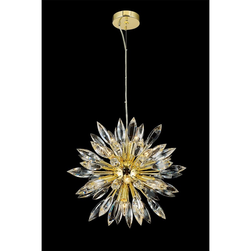 Sunburst 18-Light Pendant Gold