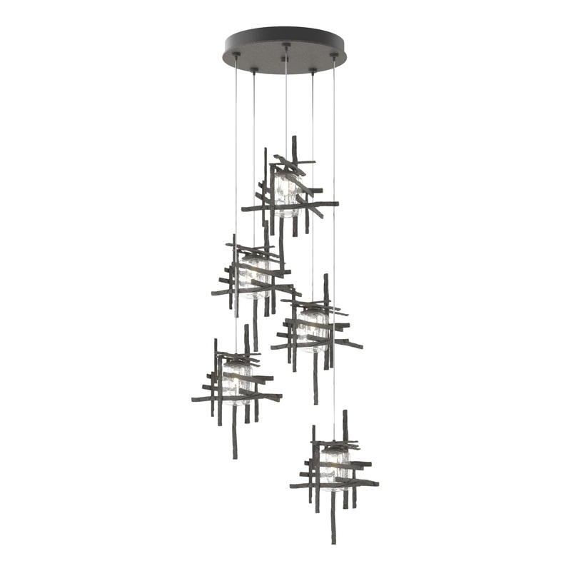 Tura 5-Light Seeded Glass Pendant Natural Iron