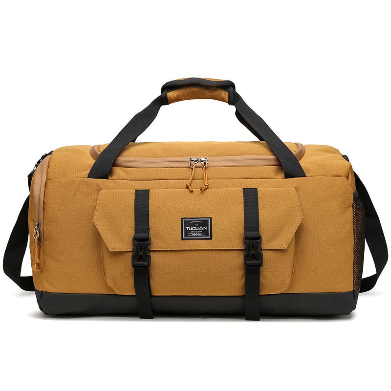 Yellow Dry Wet Separation Gym Bag – Yoga Fitness Travel Duffel – Shoe Compartment