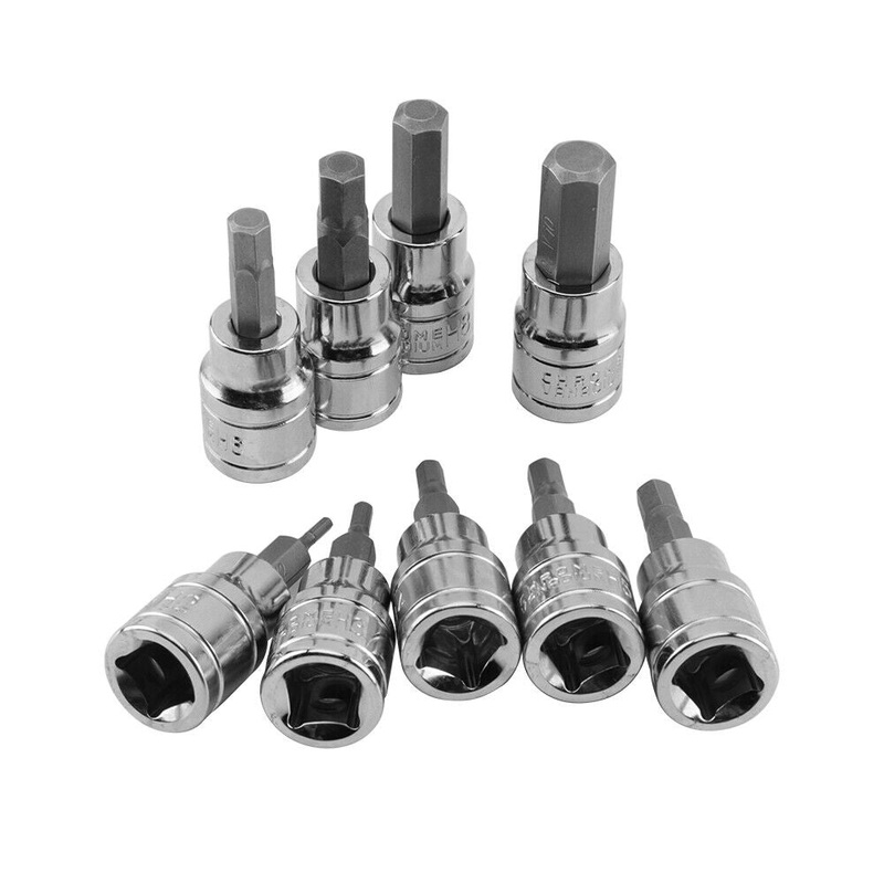 9pcs Allen Key Sockets Hex Bit Socket Set 3/8″ Drive Drill Metric Tools 2-10mm
