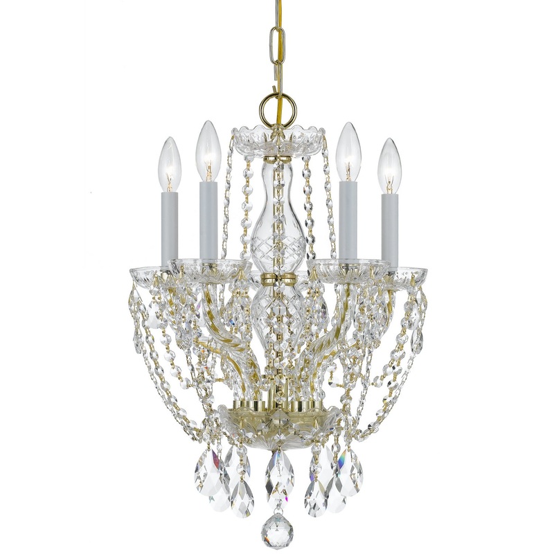 Crystorama 1129-PB-CL-MWP Traditional Crystal Five Light Mini Chandelier Polished Brass