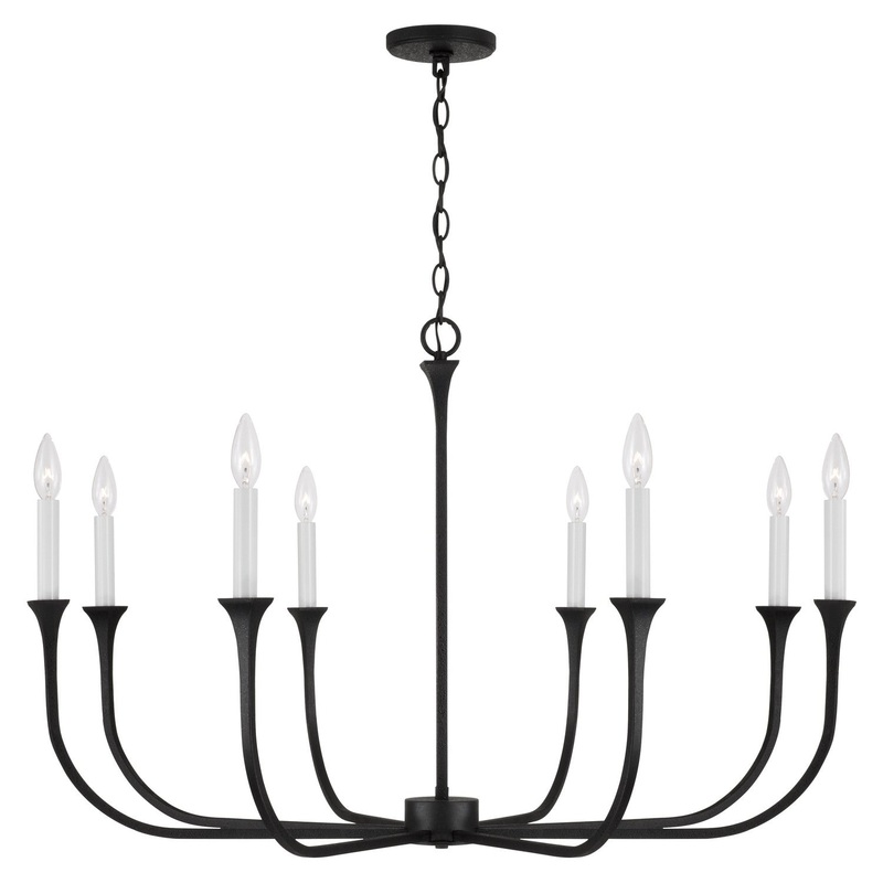 Eight Light Chandelier from the Decklan Collection in Black Iron Finish by Capital Lighting