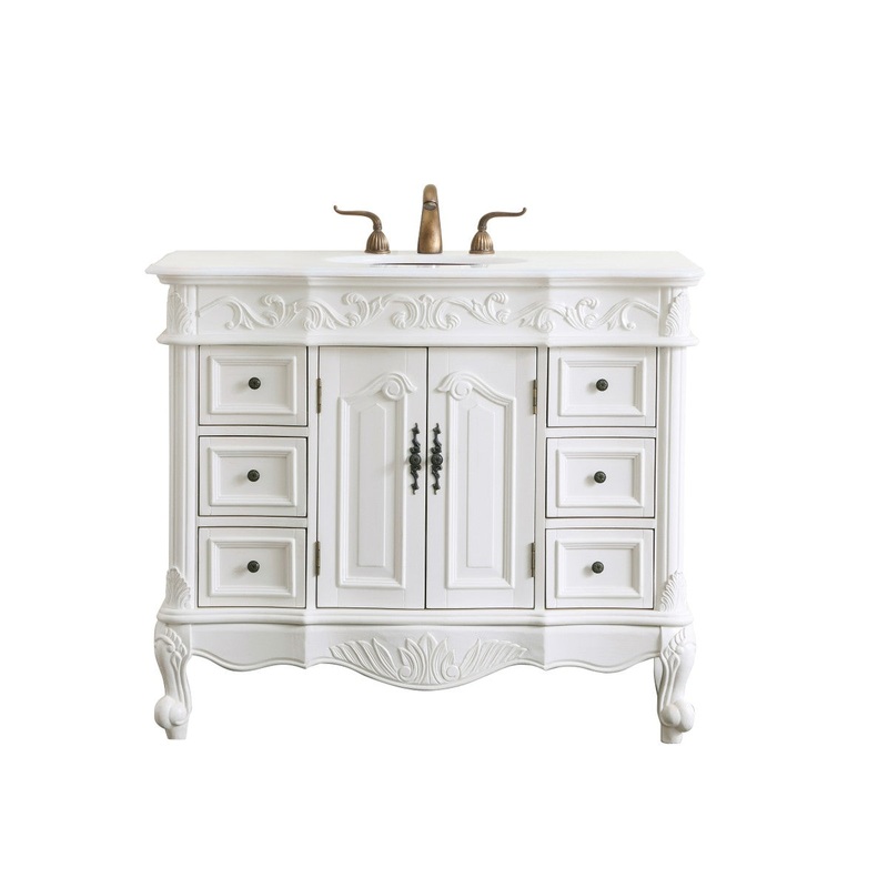 Elegant Lighting VF38842AW-VW Oakland Single Bathroom Vanity Antique White