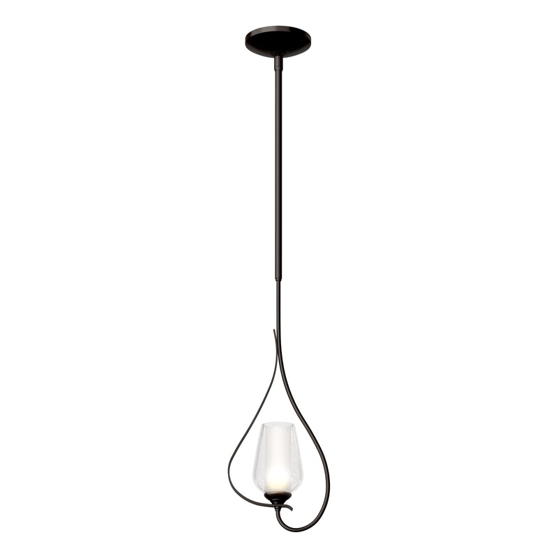 Flora Up Light Mini Pendant Oil Rubbed Bronze Seeded Glass with Opal Diffuser (ZS)
