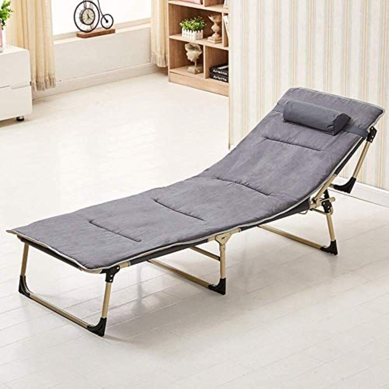 GAOFQ Lettino Prendisole Sedie da Giardino Letto Pieghevole reclinabile, Letto Singolo da Pranzo per Ufficio Letto di accompagnamento Letto da Campeggio Regolabile ad Angolo Stabile Forte