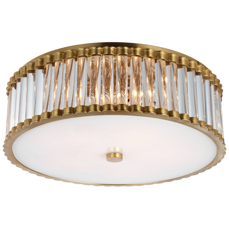 LED Flush Mount from the Kean Collection in Hand-Rubbed Antique Brass Finish by Visual Comfort Signature