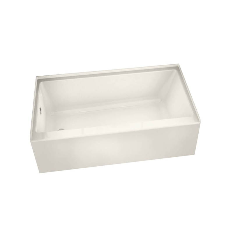 MAAX 105815-000-007-001 Rubix 6030 Acrylic Alcove Left-Hand Drain Bathtub in Biscuit