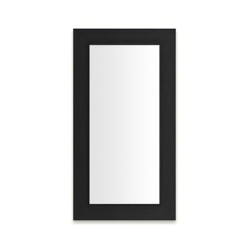 Medicine Cabinet Main Line 16 x 30 Inch 1 Doors Framed Mirror Brushed Black Flat Top Merion Frame Slow Close Hinges Sliding Magnification Mirror Magnetic Strip Interior Lighting USB Charging ports Electrical Outlets Phone Holder 4 Inch